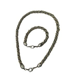 Chunky Rope gold and silver tone necklace and bracelet set